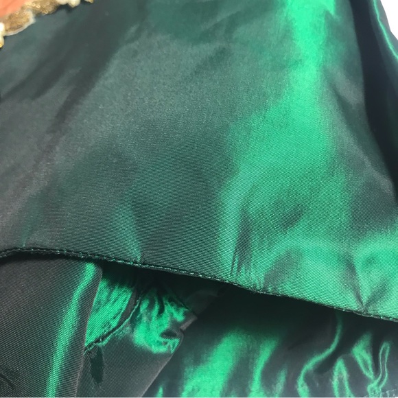 Vintage Hand Made Royal Green Taffeta Beaded Mini Dress with Caplet - Picture 10 of 16